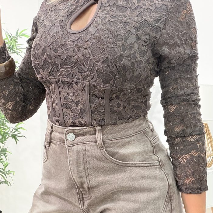 CAMISOLA RENDADA C/ LICRADO NAS COSTAS